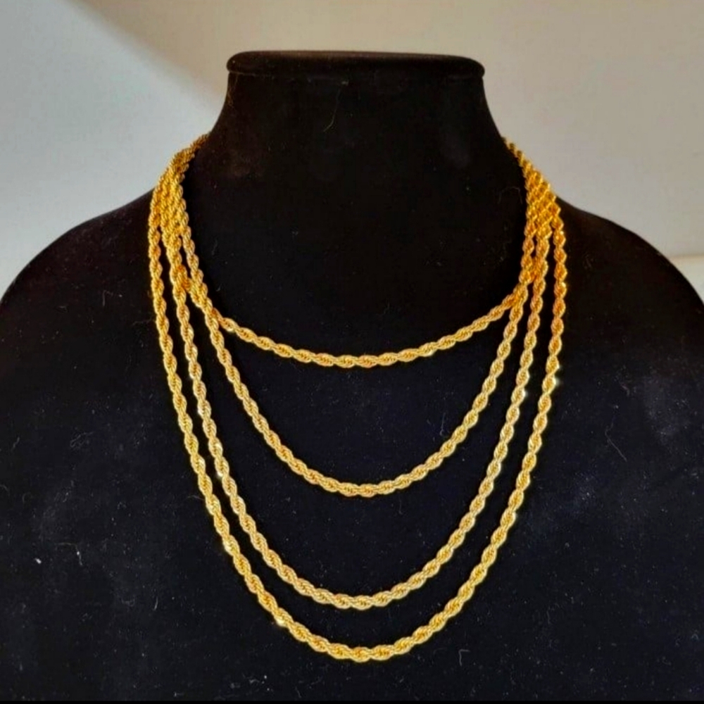❤️ 2 GOLD COLORED ROPE CHAIN NECKLACES